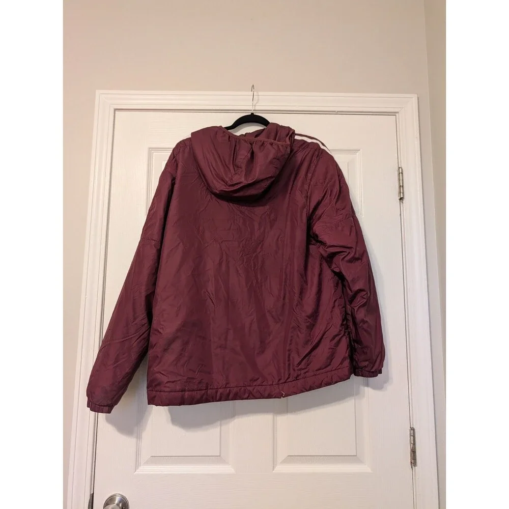 adidas Men's Burgundy Hooded Full Zip Windbreaker Jacket w/ Pockets Size L